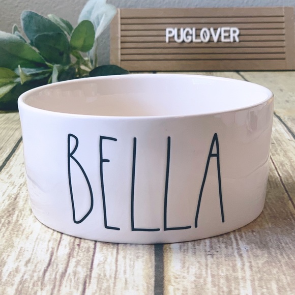 rae dunn bella dog bowl